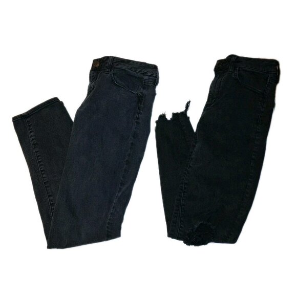 American Eagle Women's Size 6 Short Black Jeans 27x27 Lot Of Two - Picture 1 of 7